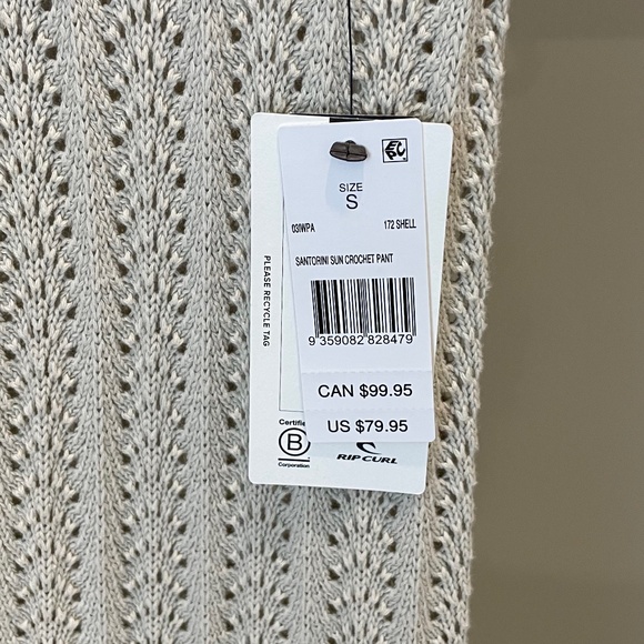 NWT Rip Curl Cream / Tan Crochet *SET* Top + Pant (Size S) - Picture 7 of 9